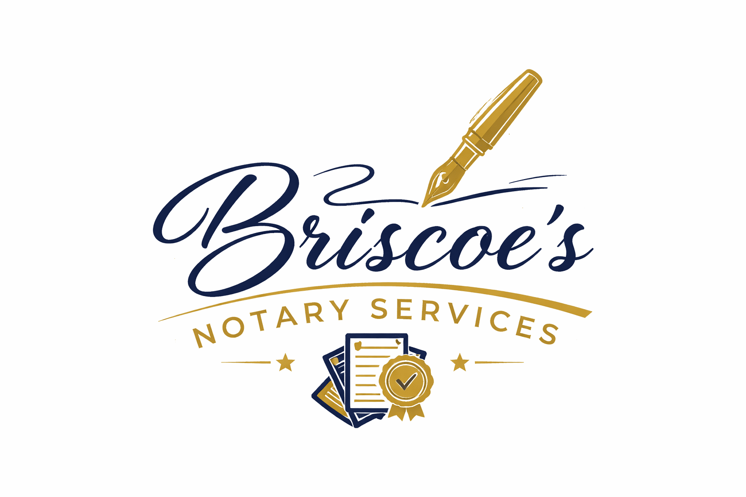 Briscoes Notary Services logo with pen.