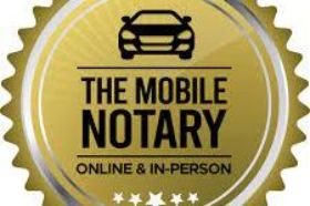 Gold seal with "The Mobile Notary" text.